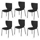 Kit 6 Cadeiras Empilháveis Base Aço Tubular Mono Preto