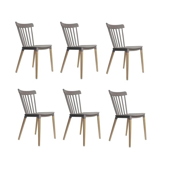 Kit 6 Cadeiras Encosto Vazado Janaina Cinza Escuro