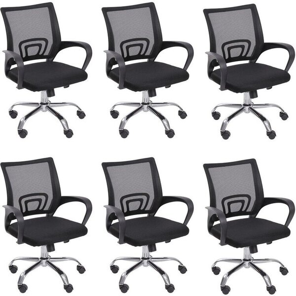 Kit 6 Cadeiras Escritório Diretor Tela Mesh Com Relax Tok 331