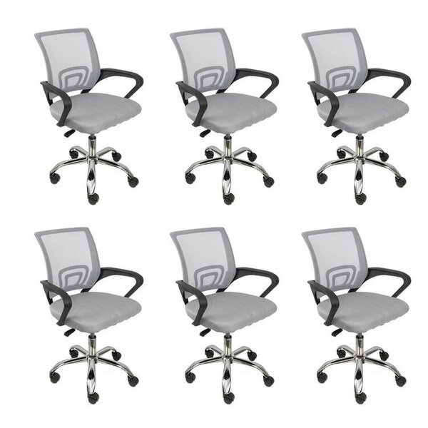 Kit 6 Cadeiras Escritorio Diretor Tela Mesh Tok 3310 Cinza