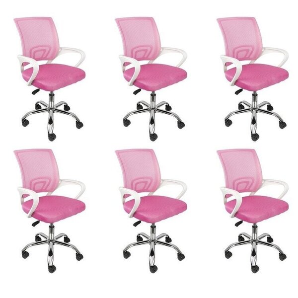 Kit 6 Cadeiras Escritório Diretor Tela Mesh Tok 3310 Rosa