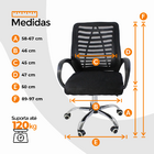 Kit 6 Cadeiras Escritório Oficial Esteirinha Mesh Ergo Preto