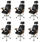 Kit 6 Cadeiras Escritorio Presidente Corino E Madeira Bergen