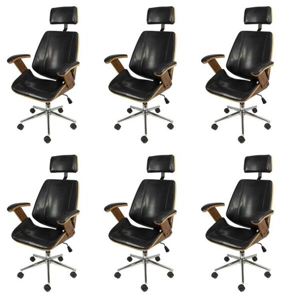 Kit 6 Cadeiras Escritorio Presidente Corino E Madeira Bergen