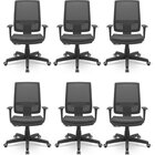 Kit 6 Cadeiras Escritório Presidente Ergonômica Nr17 Tela Mes