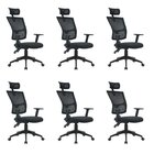 Kit 6 Cadeiras Escritório Presidente Ergonômica Nr17 Tela Mes