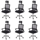 Kit 6 Cadeiras Escritório Presidente Tela Mesh Lyon Preto