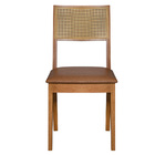 Kit 6 Cadeiras Estofada Mocca Tela Fibra Natural Madeira Maci