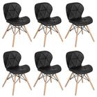 Kit 6 Cadeiras Estofadas Charles Eames Eiffel Slim Wood Confo