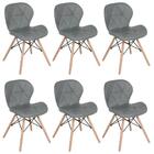 Kit 6 Cadeiras Estofadas Charles Eames Eiffel Slim Wood Confo