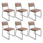 Kit 6 Cadeiras Estofadas Elis F02 Linho 766 Marrom - Mpozenato