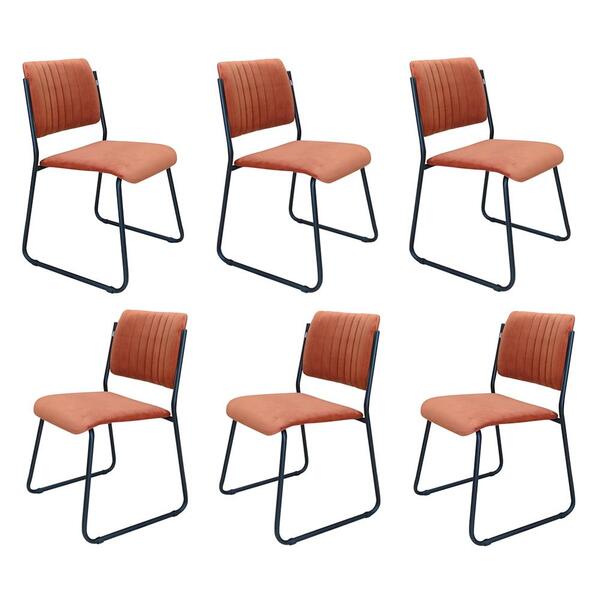 Kit 6 Cadeiras Estofadas Lunis Veludo 400 F02 Terracota - Mpo