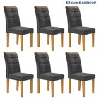 Kit 6 Cadeiras Estofadas Nápoles Espresso Móveis Cinamomo/off
