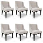 Kit 6 Cadeiras Estofadas Para Sala De Jantar Base Fixa De Mad