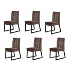 Kit 6 Cadeiras Estofadas Pés Metálicos Gênova Yescasa