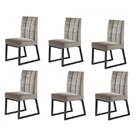 Kit 6 Cadeiras Estofadas Pés Metálicos Genova Yescasa Preto/v