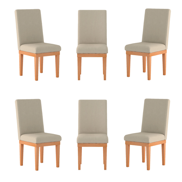 Kit 6 Cadeiras Estofadas Reforçadas Para Mesa De Jantar Bege