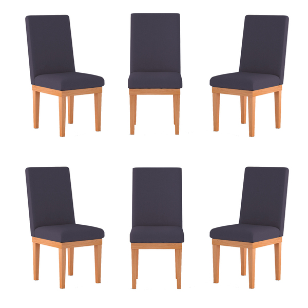 Kit 6 Cadeiras Estofadas Reforçadas Para Mesa De Jantar Cinza