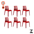 Kit 6 Cadeiras Gruvyer Empilhavel Vermelho Sala Cozinha Janta