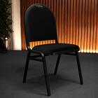 Kit 6 Cadeiras Hoteleiras Auditório Empilhável Linho M23 Pret