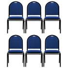 Kit 6 Cadeiras Hoteleiras Auditório Empilhável Linho Z33 Azul