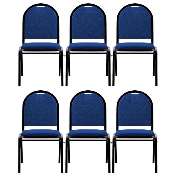 Kit 6 Cadeiras Hoteleiras Auditório Empilhável Linho Z33 Azul