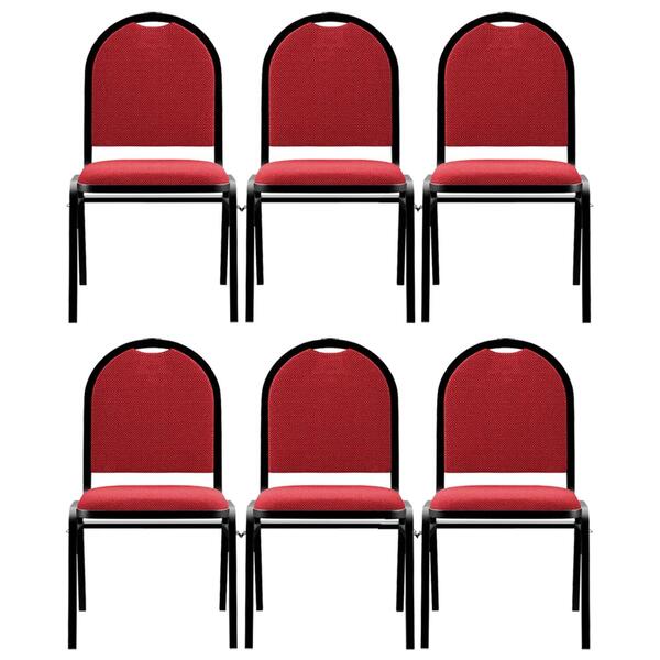 Kit 6 Cadeiras Hoteleiras Auditório Empilhável Linho Z33 Verm