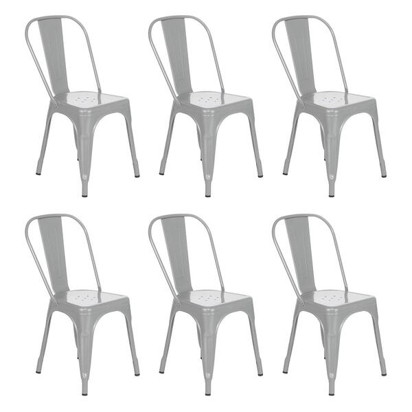 Kit 6 Cadeiras Iron Tolix Design Industrial Cozinha Bar Prata