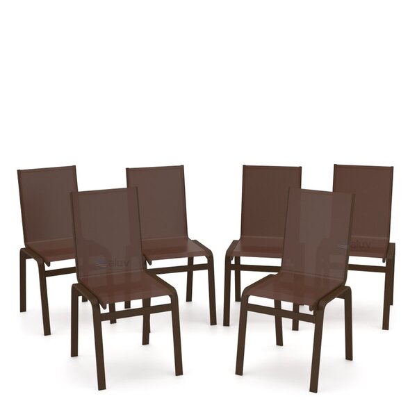 Kit 6 Cadeiras Jantar Gourmet Alumínio Marrom Tela Marrom