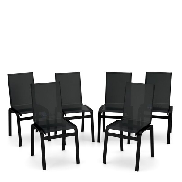 Kit 6 Cadeiras Jantar Gourmet Alumínio Preto Tela Preto