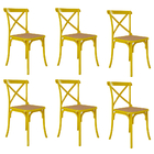 Kit 6 Cadeiras Katrina X Amarela Assento Bege New Green