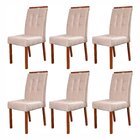 Kit 6 Cadeiras Madeira Maciça, Detalhe Em Botonê E Estofada S
