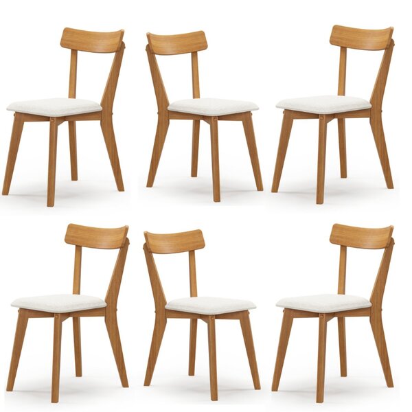 Kit 6 Cadeiras Madeira Maciça Linho Rafa Nozes Yescasa Nozes
