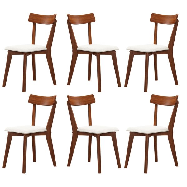 Kit 6 Cadeiras Madeira Maciça Linho Rafa Yescasa Castanho