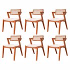 Kit 6 Cadeiras Madeira Maciça, Rattan De Fibra 100% Natural E