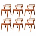 Kit 6 Cadeiras Madeira Maciça, Rattan De Fibra 100% Natural E