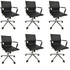 Kit 6 Cadeiras Office Com Rodízio E Encosto Esteirinha Baixa