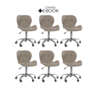 Kit 6 Cadeiras Office Eiffel Slim Ajustável Base Giratória -