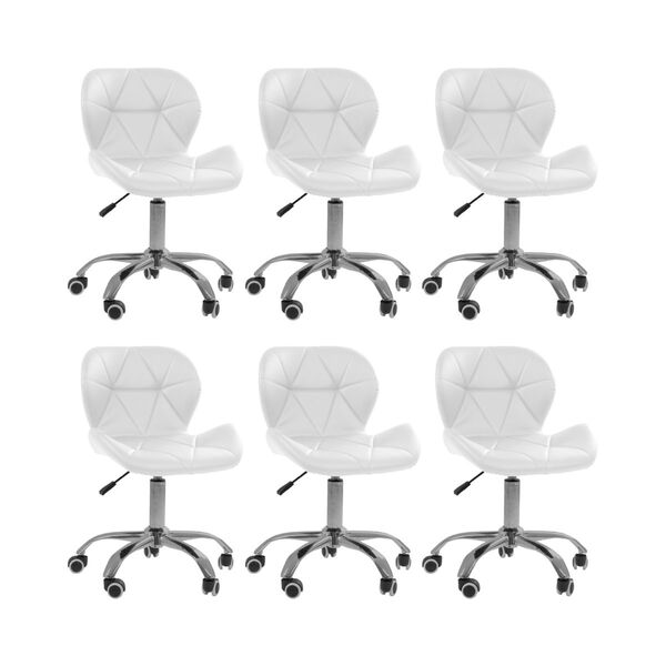Kit 6 Cadeiras Office Eiffel Slim Ajustável Base Giratória -