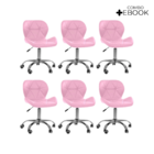 Kit 6 Cadeiras Office Eiffel Slim Ajustável Base Giratória -