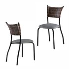 Kit 6 Cadeiras Para Cozinha Junco Sintético Md05  Preto Fosco