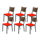 Kit 6 Cadeiras Para Cozinha Preta Ratan Cappuccino Assento Es