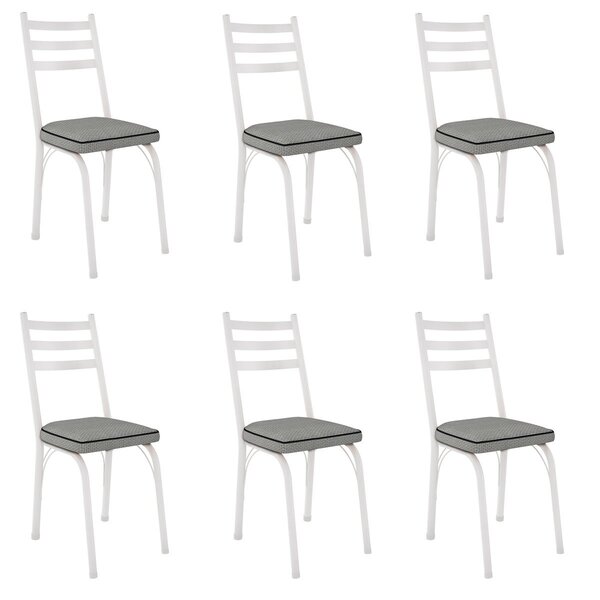 Kit 6 Cadeiras Para Cozinha Tubular D-13 Nara De Aço Branco/p
