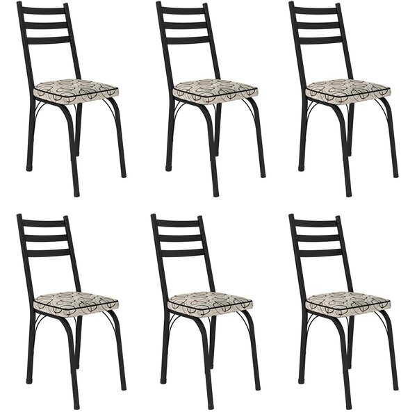 Kit 6 Cadeiras Para Cozinha Tubular D-13 Nara De Aço Preto/ce