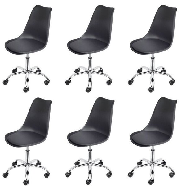 Kit 6 Cadeiras Para Escritório Decorativa Giratória Joly 1108