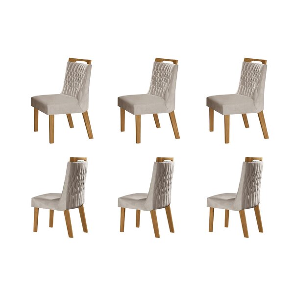 Kit 6 Cadeiras Para Sala De Jantar Atena Castanho Cinamomo/be