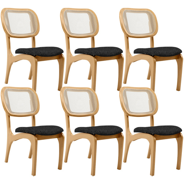 Kit 6 Cadeiras Para Sala De Jantar Cozinha Estofada E Tela Ma