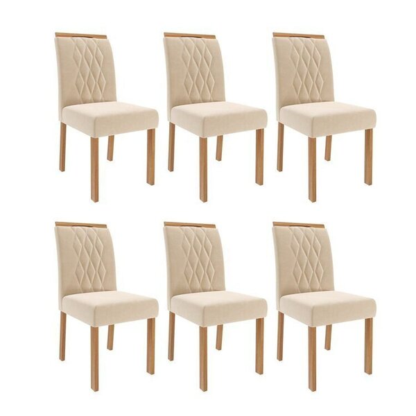 Kit 6 Cadeiras Para Sala De Jantar Estofadas juliana Nude