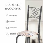 Kit 6 Cadeiras Para Sala De Jantar Sara Botanic Bege / Prata