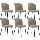 Kit 6 Cadeiras Sala De Jantar Estofada Gavi L02 Bouclê Bege -